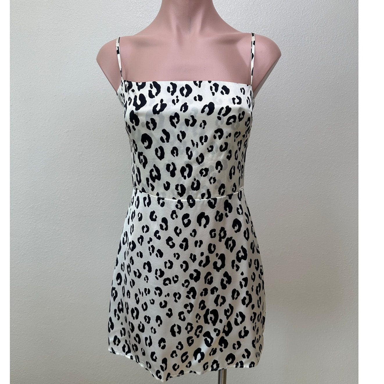 Reformation Silk Cheetah Print Slip Mini Dress Cream/Black Women’s 4